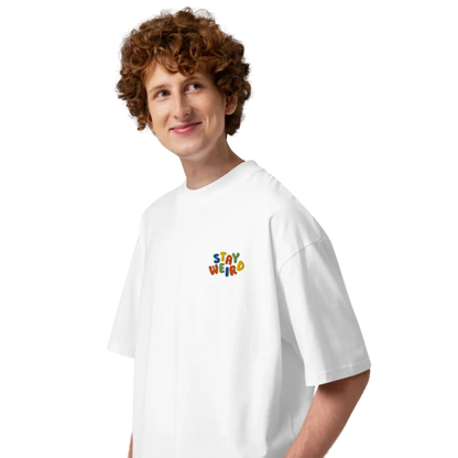 Embroidered 'Stay Weird' Oversized T-Shirt