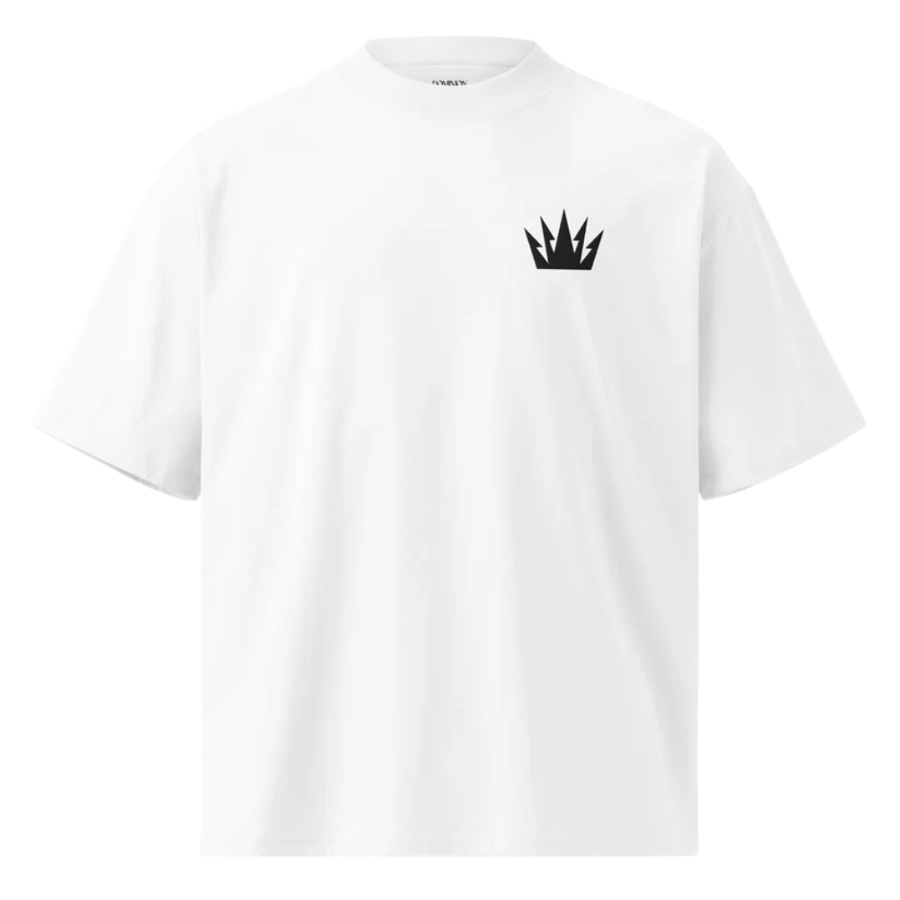 White Embroidered Crown Organic Oversized T-Shirt