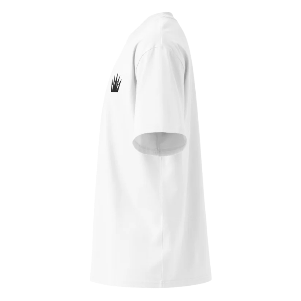 White Embroidered Crown Organic Oversized T-Shirt